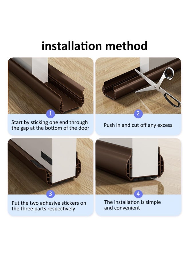 YelaJoy Under Door Draft Stopper with Brush: Cuttable Under Door Seal Blocker - Insulator Doors Sweep - Weather Stripping Noise Stopper - Strong Adhesive 93cm Length (Black, 93cm Length) - Image 5