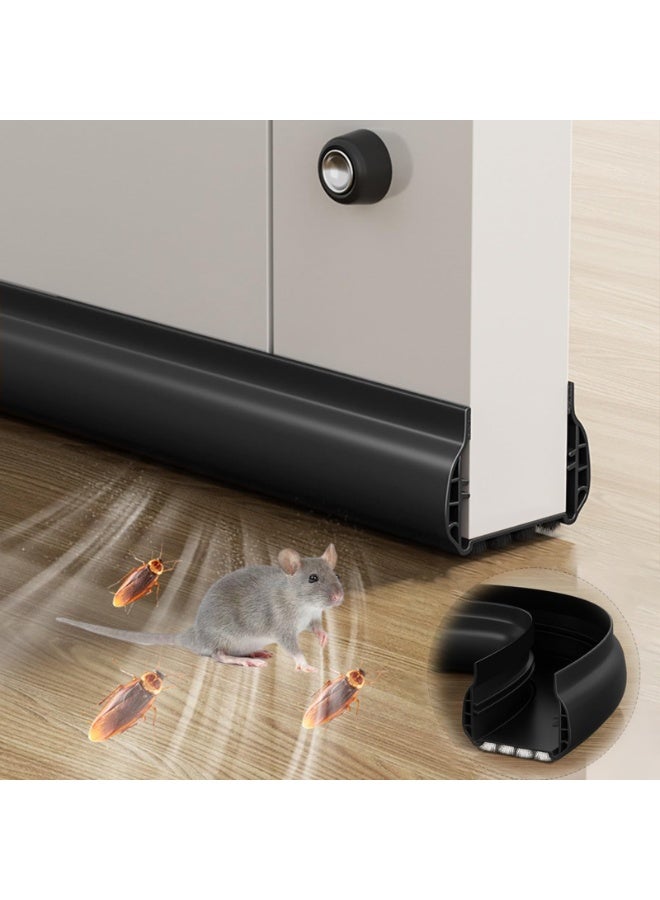 YelaJoy Under Door Draft Stopper with Brush: Cuttable Under Door Seal Blocker - Insulator Doors Sweep - Weather Stripping Noise Stopper - Strong Adhesive 93cm Length (Black, 93cm Length) - Image 1