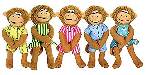 MerryMakers Five Little Monkeys Finger Puppet Playset, Set of 5, Polyvinyl Chloride, 5-Inches Each - Image 1