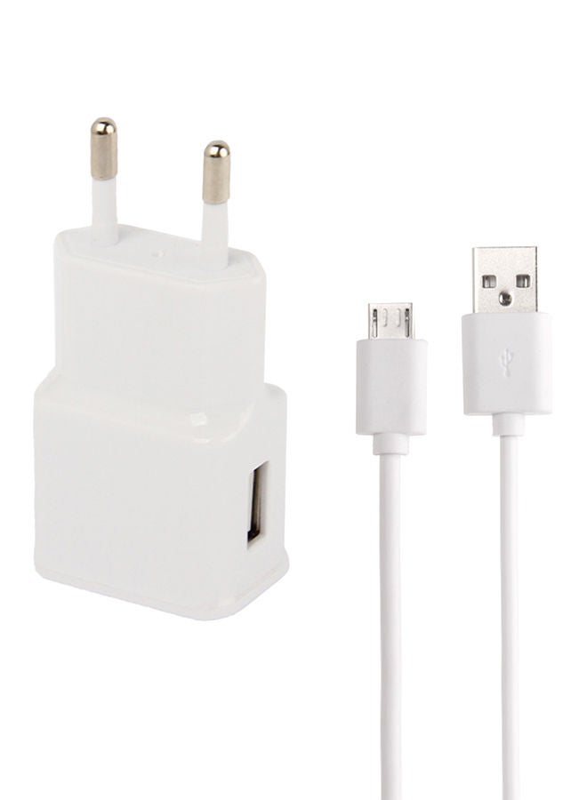 NIBEMINENT Travel Charger With Micro 5 Pin USB Sync Cable (EU Plug) White - Image 1