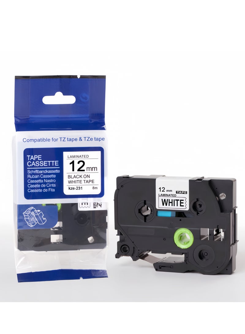 Laminated Tape Black/White 12mm*8m - Image 1