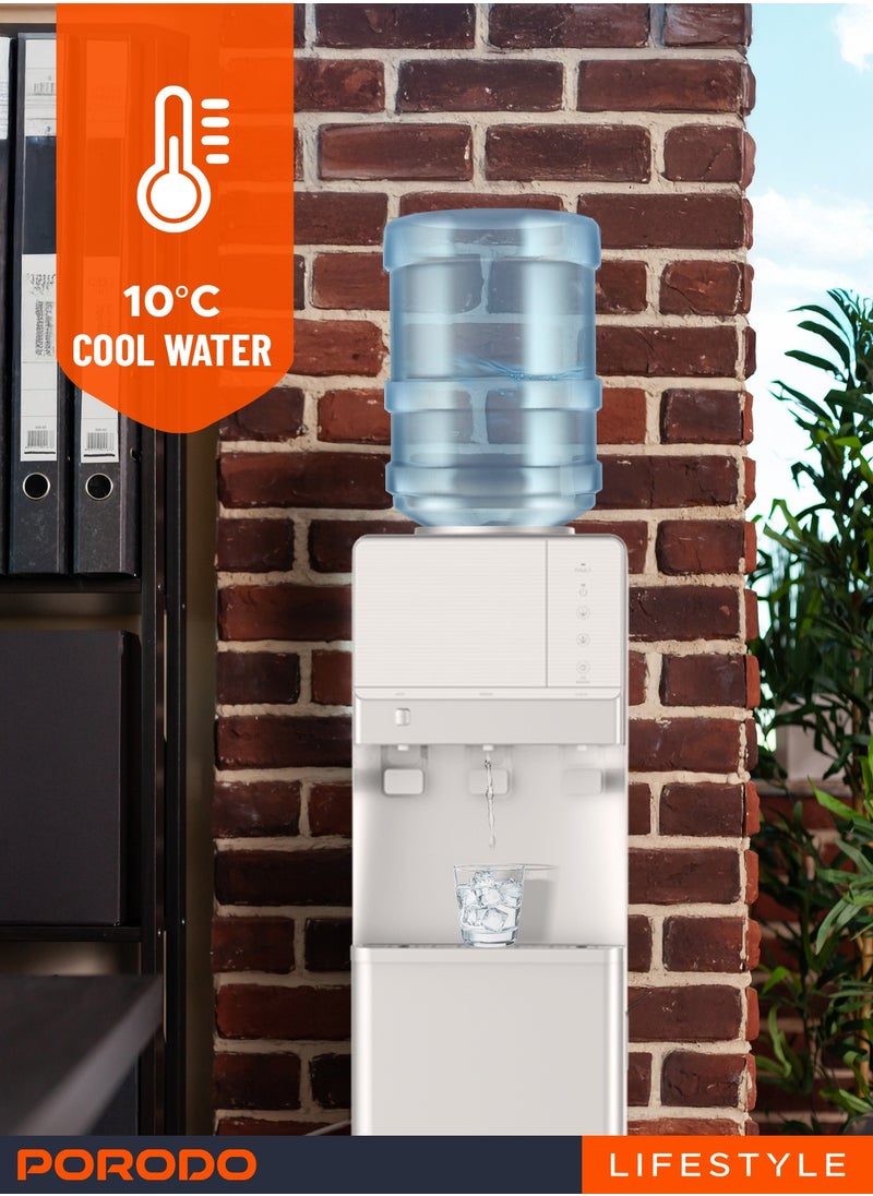 Hot and Cold Water Dispenser & Ice Maker Machine / Child Safety Lock / Top Load Design / Energy Efficient / 2.8L Cold Water 10C° /  1.1L Hot Water 90C° / 1.1KG Ice Storage - Silver