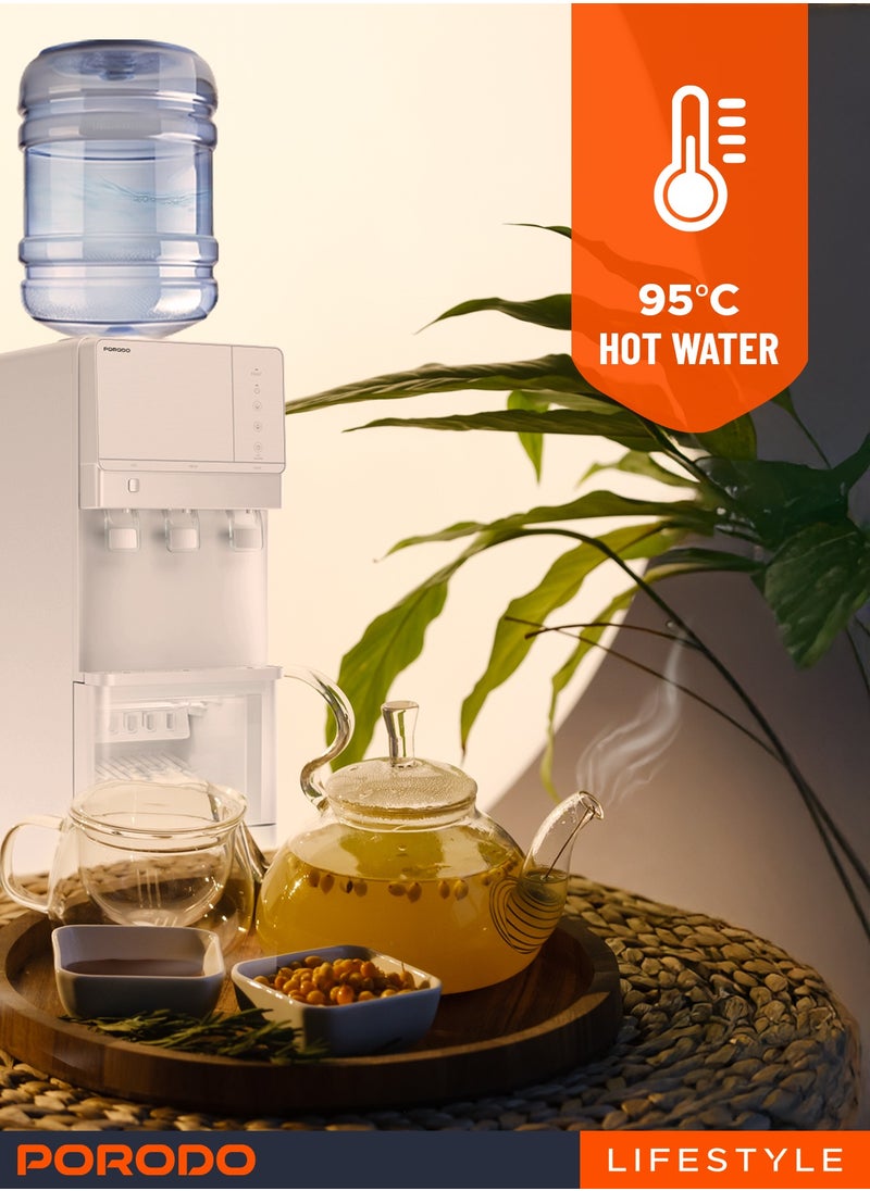 Hot and Cold Water Dispenser & Ice Maker Machine / Child Safety Lock / Top Load Design / Energy Efficient / 2.8L Cold Water 10C° /  1.1L Hot Water 90C° / 1.1KG Ice Storage - Silver