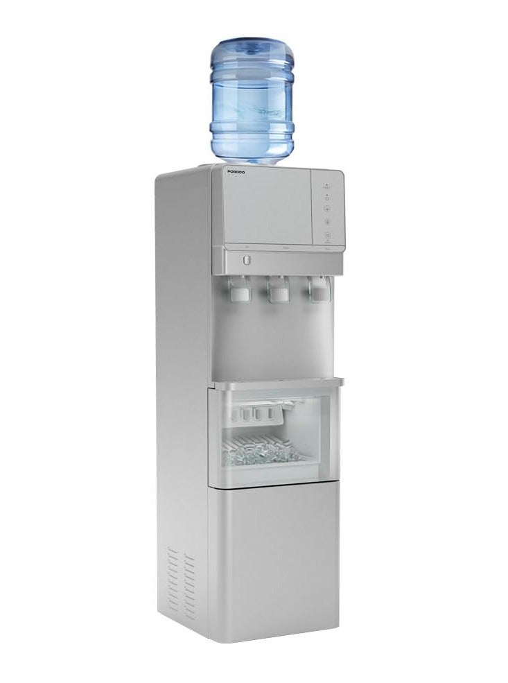 بورودو موزع مياه ساخنة وباردة مع صانع ثلج، تعبئة علوية، مزود بمياه ساخنة وباردة ومياه بدرجة حرارة الغرفة، موزع مياه أرضي، مزود بقفل أمان للأطفال، سعة تخزين ثلج 1.1 كجم، سعة 2.8 لتر ماء بارد 10 درجات مئوية، سعة 1.1 لتر ماء ساخن 90 درجة مئوية، خزان من الفولاذ المقاوم للصدأ، مثالي للمنزل والمكتب - فضي - Image 1