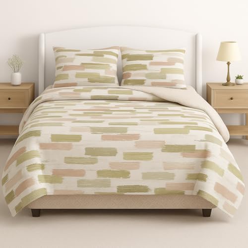 Signature Reversible Super Soft Double Bed Comforter/Quilt Set 350 GSM – 88x90 inches | King Size Fitted Elastic Bed Sheet with 2 Pillow Covers | All-Season Ultra Cozy Bedding Set (Sahara Mist) - Image 1