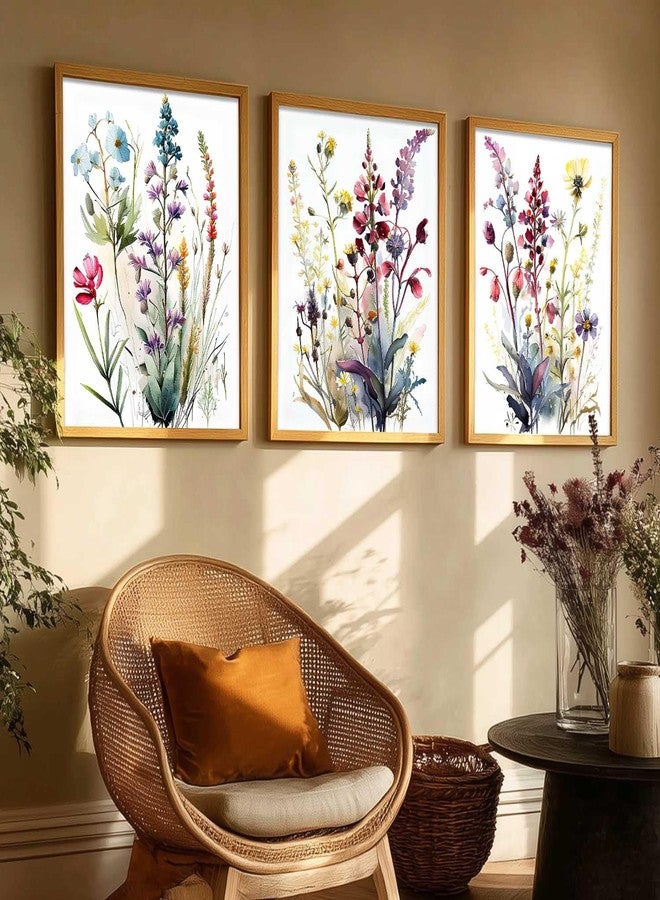 HOTHOUSE Floral Art Home Decoration Floral Paintings With Frame For Living Room Bed Room Hotel Wall Decor Digital Reprint Set of 3 (13X17 inch) - Image 3