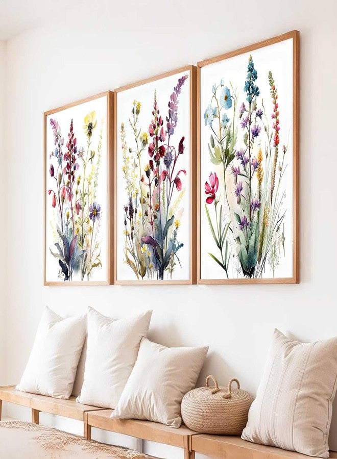 HOTHOUSE Floral Art Home Decoration Floral Paintings With Frame For Living Room Bed Room Hotel Wall Decor Digital Reprint Set of 3 (13X17 inch) - Image 5