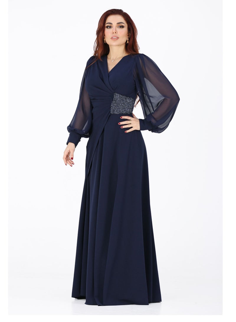 Modern Design An elegant evening dress with long sleeves, beautiful embroidery on the side, for your elegant look, to get this dress from the modern designer, where you will be the queen of occasions in all parties  - Image 2
