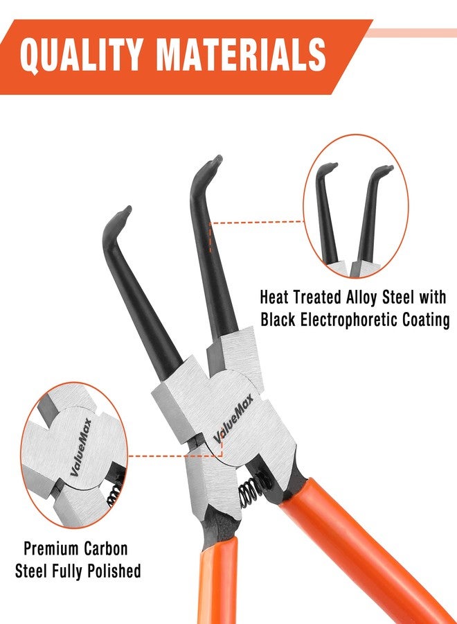 ValueMax 4 PCS Snap Ring Pliers Heavy Duty Set, Circlip Pliers Kit with Straight Bent Jaw Precision Spring Loaded, 7 Inch Internal/External C Clip Tools with Storage Pouch - Image 2