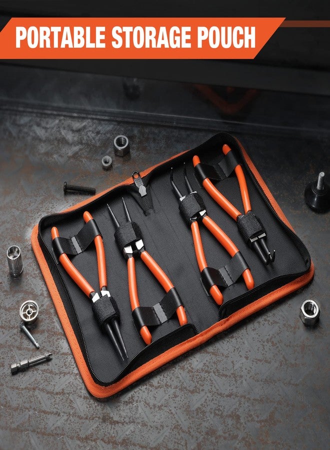 ValueMax 4 PCS Snap Ring Pliers Heavy Duty Set, Circlip Pliers Kit with Straight Bent Jaw Precision Spring Loaded, 7 Inch Internal/External C Clip Tools with Storage Pouch - Image 5
