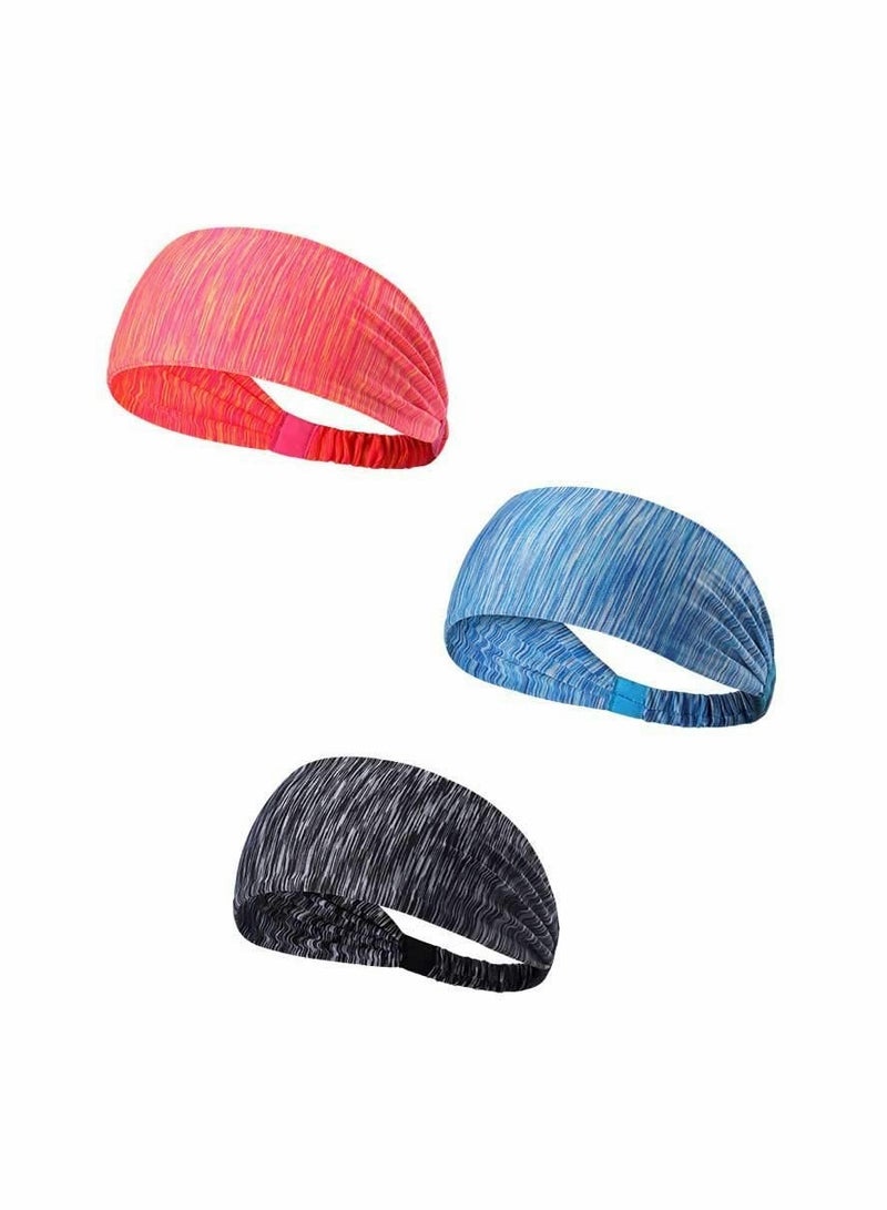 إسكدنيا 3 Pcs Sports Headband, Men's Women's Sweatband Elastic Headband Moisture Absorbing Yoga, Cycling, Fitness - Image 1