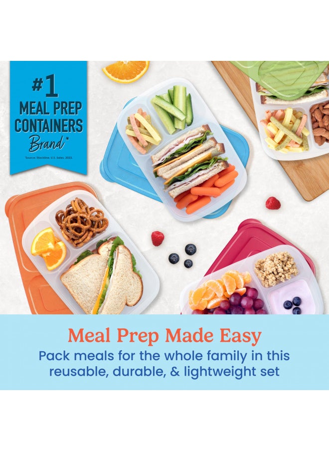 EasyLunchboxes® - Bento Lunch Boxes - Reusable 3-Compartment Food Containers for School, Work, and Travel, Set of 4 (Classic)