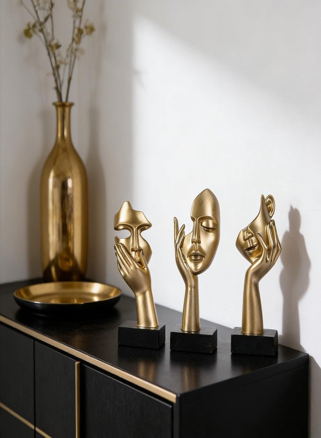 oliruim 3 PCS Thinker Small Statue, Golden Black Abstract Art Sculpture Modern Home Decora Shelf Decor Knick Knacks Desktop Decor Christmas Tv Stand Decor New Year Gift (3 PCS Gold) - Image 4