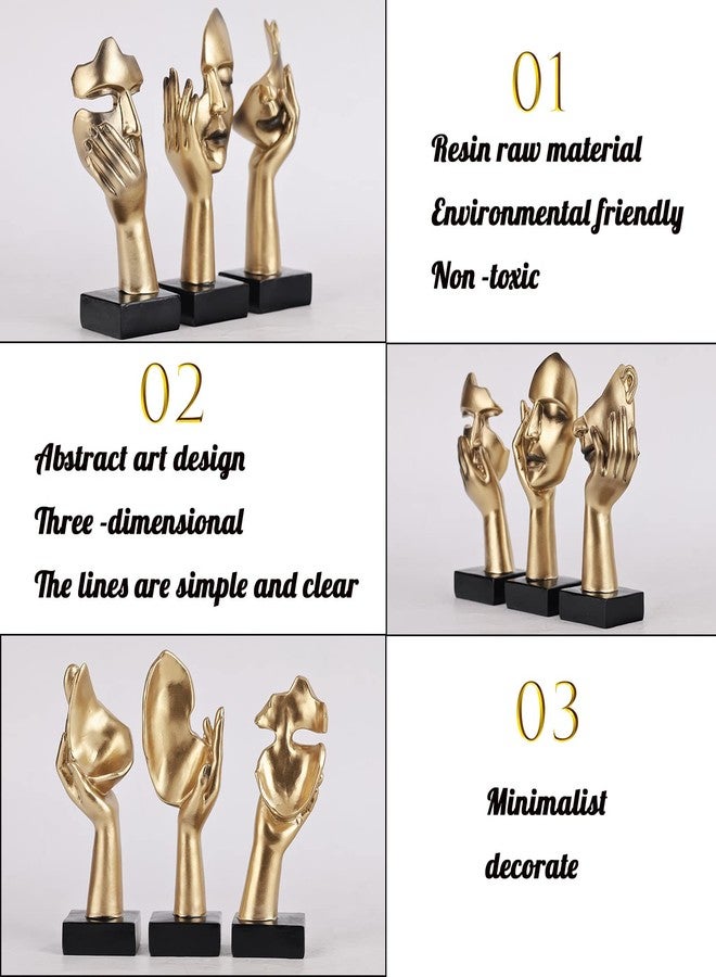 oliruim 3 PCS Thinker Small Statue, Golden Black Abstract Art Sculpture Modern Home Decora Shelf Decor Knick Knacks Desktop Decor Christmas Tv Stand Decor New Year Gift (3 PCS Gold) - Image 5