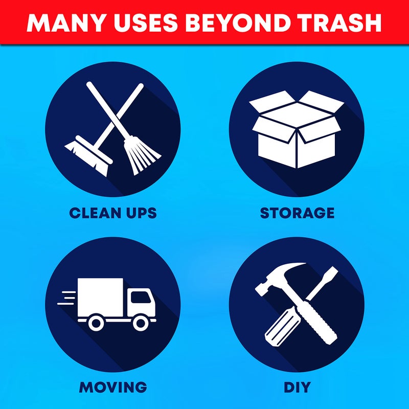 Tasker 55-60 Gallon Trash Bags Heavy Duty | Value 50 Count Bags w/Ties | Extra Large Industrial Trash Bags 55 Gallon, Lawn and Leaf Bags, Extra Large Outdoor Contractor Trash Can Liners, 50-60 Gallon - Image 5