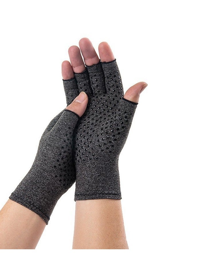 Arthritis Compression Gloves for Women & Men for Arthritis Hand Pain Relief, Half-Finger Cycling Gloves Compression Gloves(Glue dispensing style,L) - Image 1