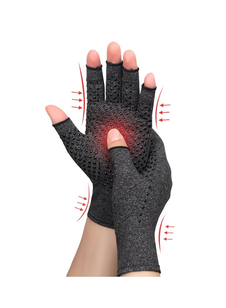 Arthritis Compression Gloves for Women & Men for Arthritis Hand Pain Relief, Half-Finger Cycling Gloves Compression Gloves(Glue dispensing style,L) - Image 2