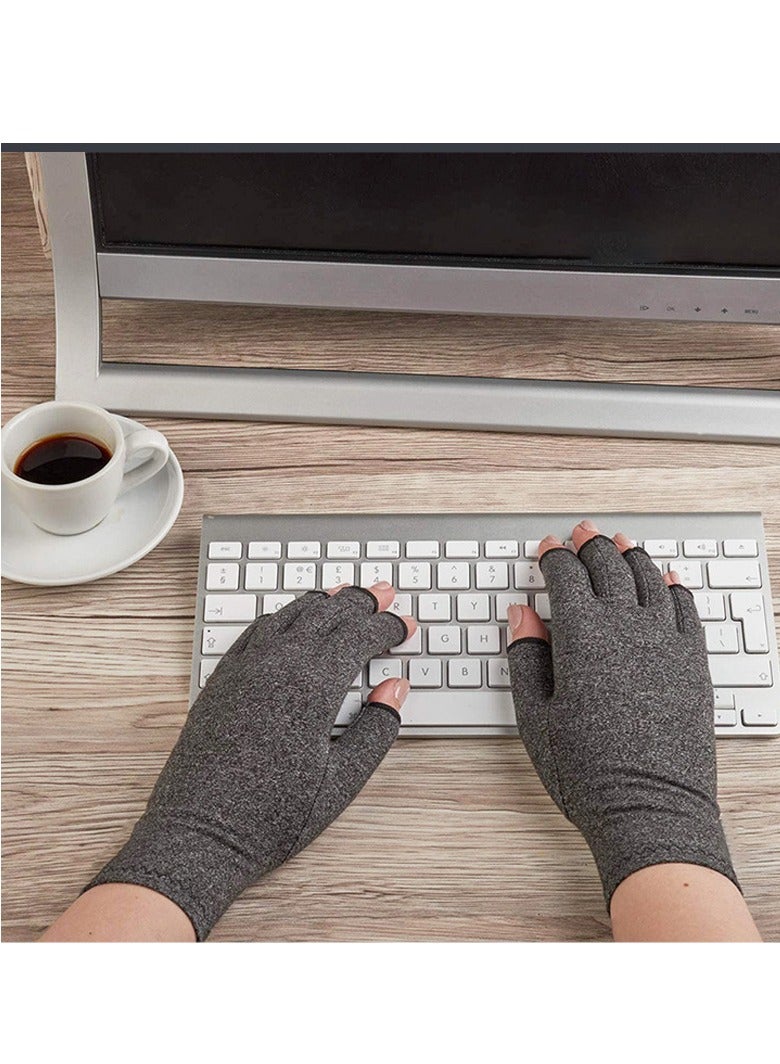 Arthritis Compression Gloves for Women & Men for Arthritis Hand Pain Relief, Half-Finger Cycling Gloves Compression Gloves(Glue dispensing style,L) - Image 3