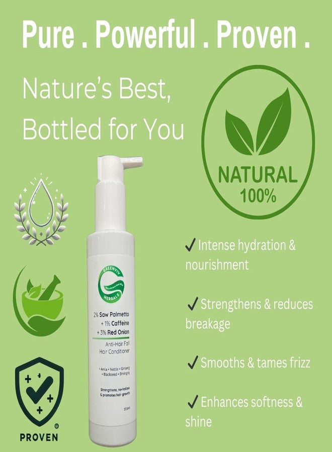 Greenviv 2% Saw Palmetto + 1% Caffeine + 3% Red Onion Anti-Hair Fall Conditioner | Strengthens hair roots, Revitalizes the scalp, and stimulates growth | 200ml - Image 2