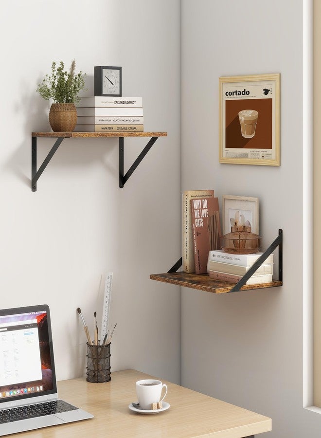 Fun Memories Deep Floating Shelves for Wall, 12 Inch Deep Floating Shelves Set of 2, 16"W x 12"D Wall Shelf, Wide Display Ledges Shelves for Bedroom, Bathroom, 12 Deep Bookshelf Wall Mounted - Rustic Brown - Image 2