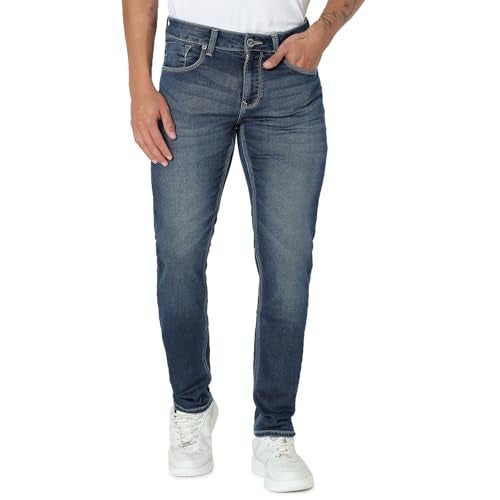 Spykar Men's Skinny Fit Low-Rise Casual Jeans Mid Blue - Image 1