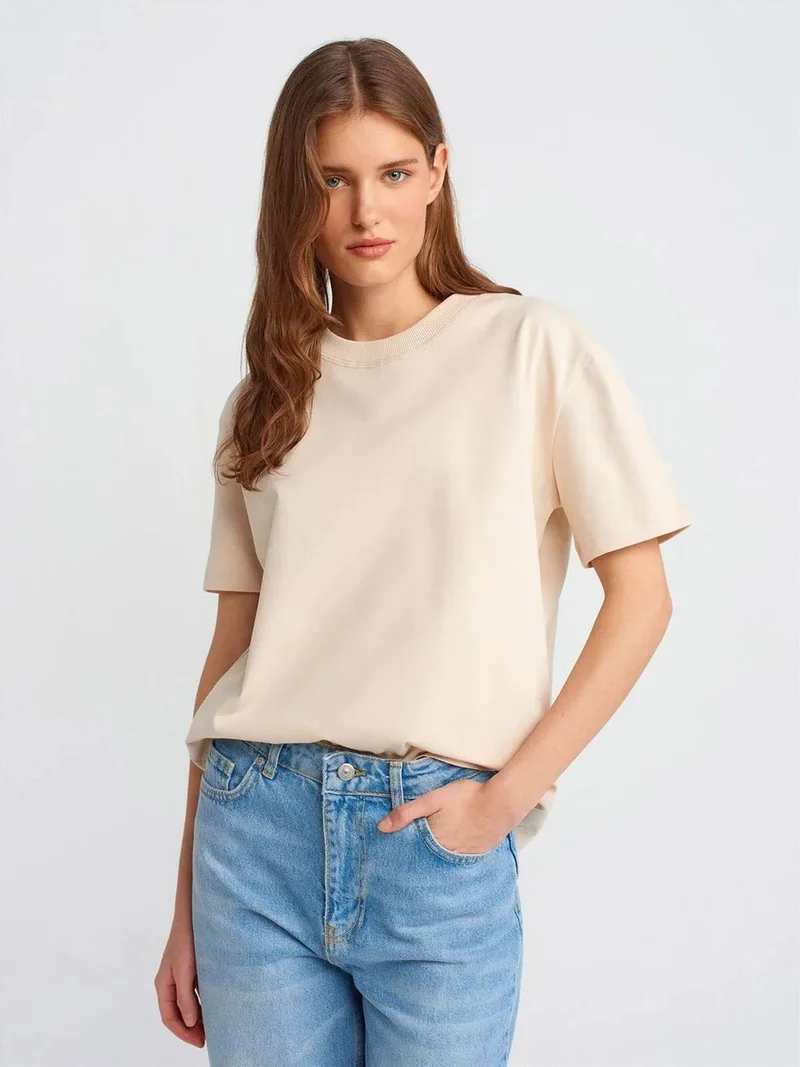 ديلفين DILVIN Women's Cotton Crew Neck T-Shirt