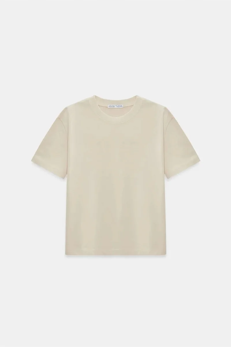 Dilvin Cream Natural DILVIN Women's Cotton Crew Neck T-Shirt for Women | Best Price UAE