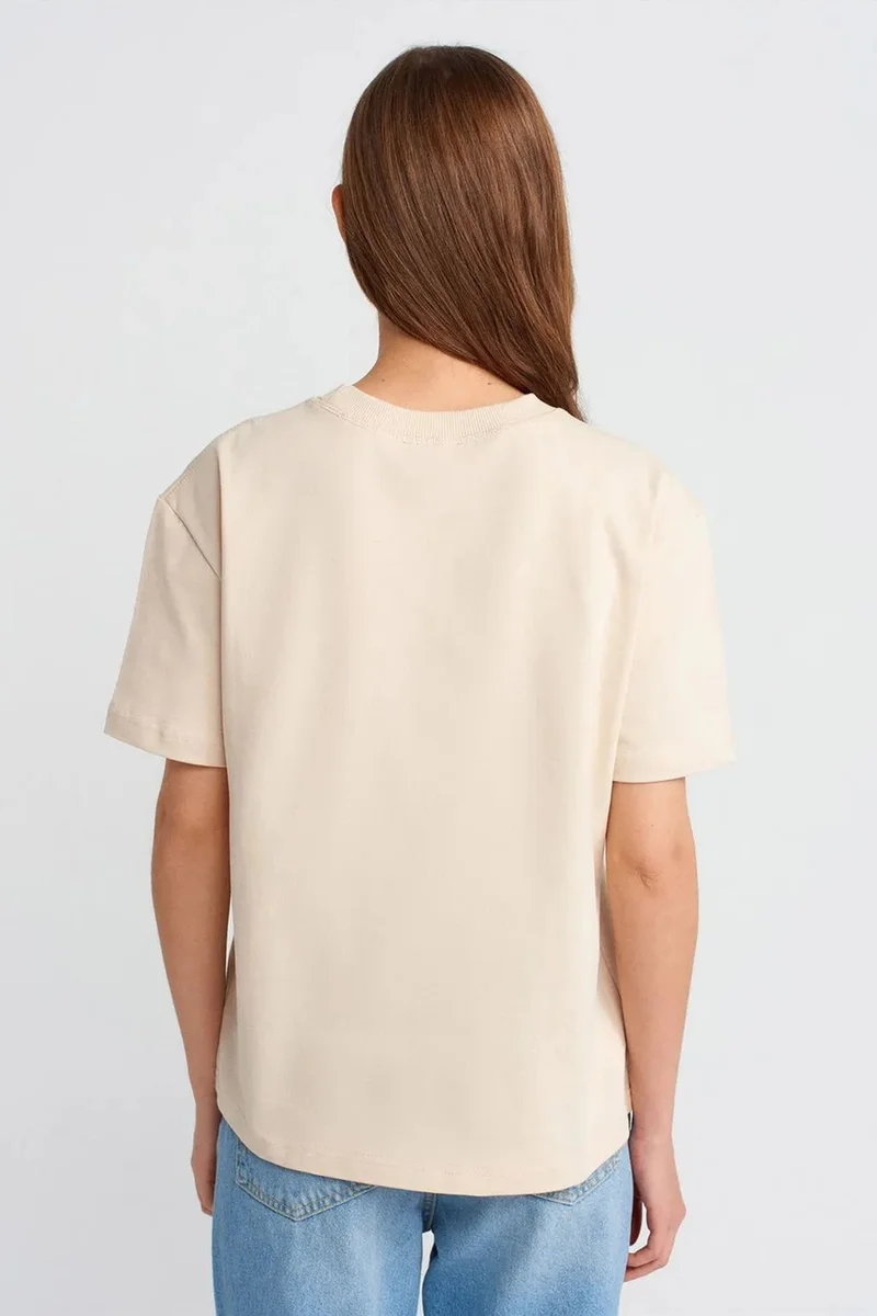 Dilvin Cream Natural DILVIN Women's Cotton Crew Neck T-Shirt for Women | Best Price UAE