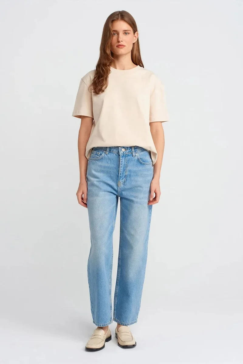 Dilvin Cream Natural DILVIN Women's Cotton Crew Neck T-Shirt for Women | Best Price UAE