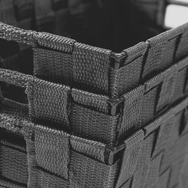 Homyfort Woven Shelf Storage Tote Basket Bins Container, Storage Boxes Cube Organizer with Built-in Handles for Bedroom, Office, Closet, Clothes, Kids Room, Nursery 3pk(Grey) - Image 5
