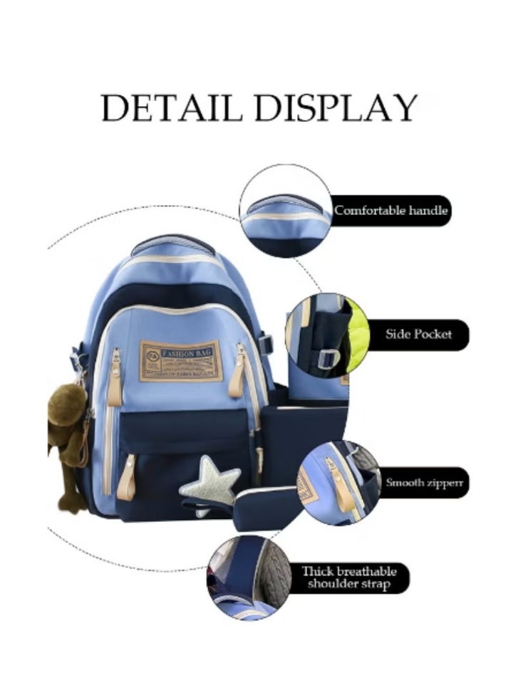 DUNISO Color - Blocking Star Schoolbag 4 - Piece Set | Stylish Design, Practical and Eye - Catching - Image 5