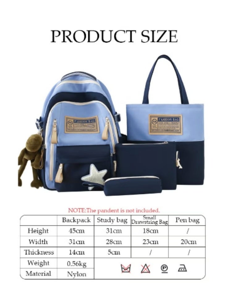 DUNISO Color - Blocking Star Schoolbag 4 - Piece Set | Stylish Design, Practical and Eye - Catching - Image 4