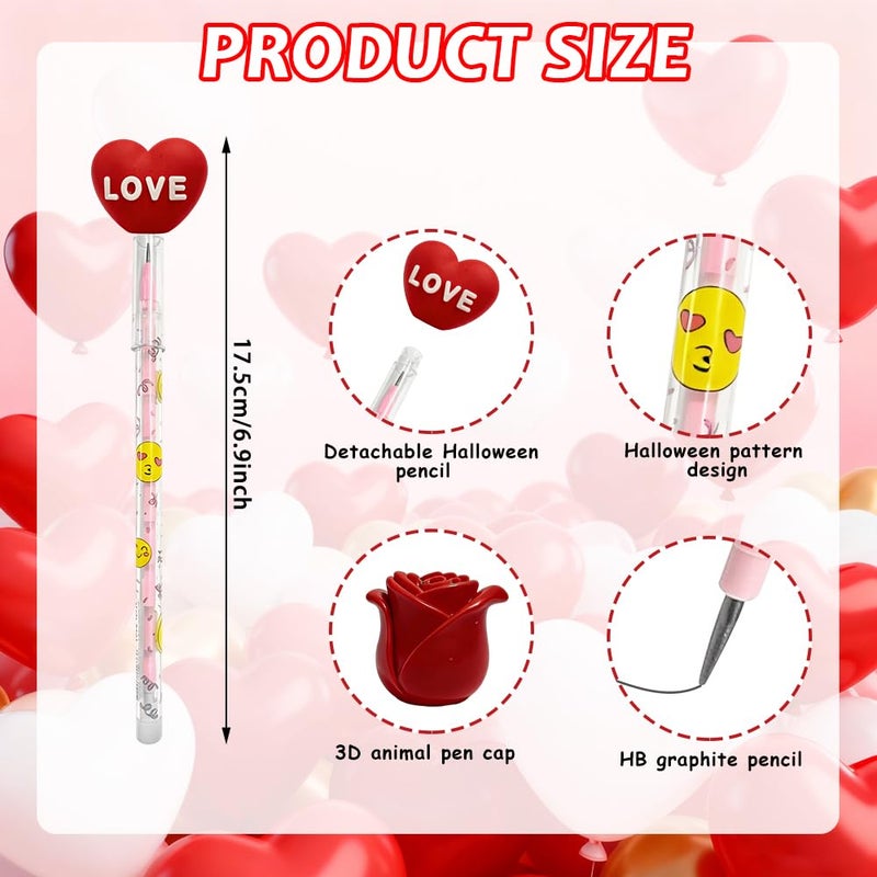 AWEELON 24 Pcs Valentine's Day Pencils Bulk Multi Point Push Pencils with for Valentine's Day - Image 2
