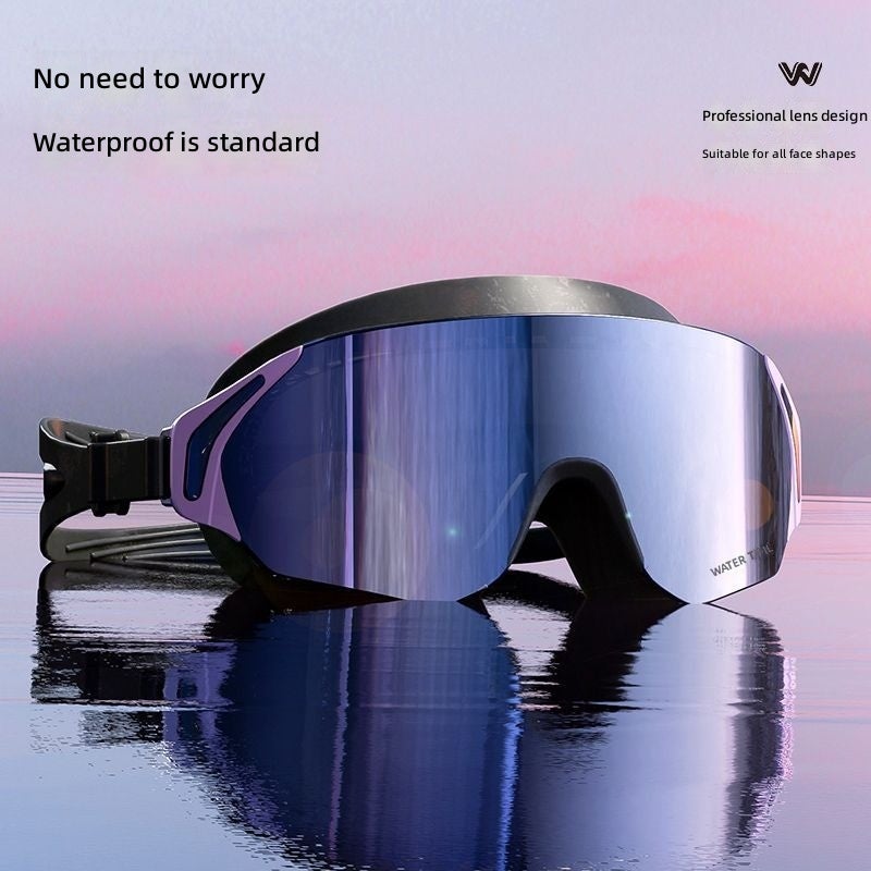 WATERTIME نظارات سباحة ووتر تايم بإطار كبير، عالية الوضوح، مقاومة للضباب ومضادة للماء، للنساء والرجال، مع عدسات طبية وغطاء رأس - Image 4