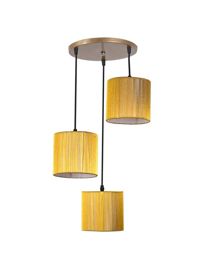 الروضة للإضاءة نجفة شابو 3 لمبة | حديث ديكور LED E27 معلقة مصباح سقف اضاءة داخلية مصباح معلق دلاية سقف مودرن نجفة | مناسبة لأي غرفة | | اللون: ذهبي | المقاس: 70x32 سم - Image 1