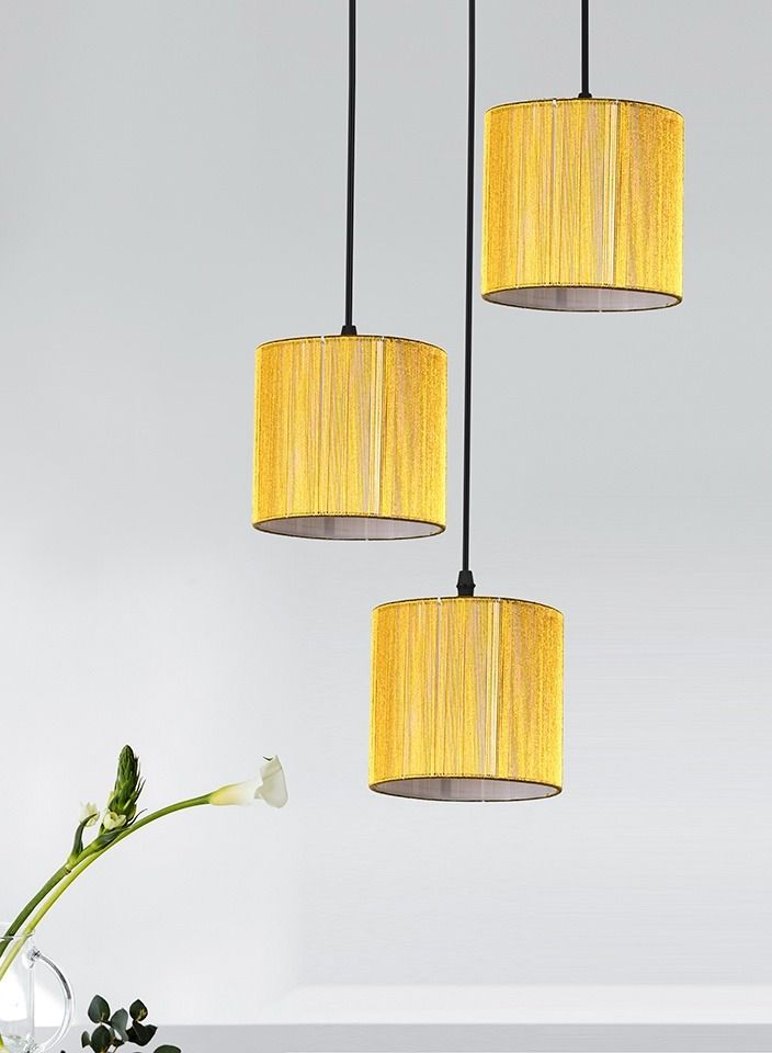 الروضة للإضاءة نجفة شابو 3 لمبة | حديث ديكور LED E27 معلقة مصباح سقف اضاءة داخلية مصباح معلق دلاية سقف مودرن نجفة | مناسبة لأي غرفة | | اللون: ذهبي | المقاس: 70x32 سم - Image 2