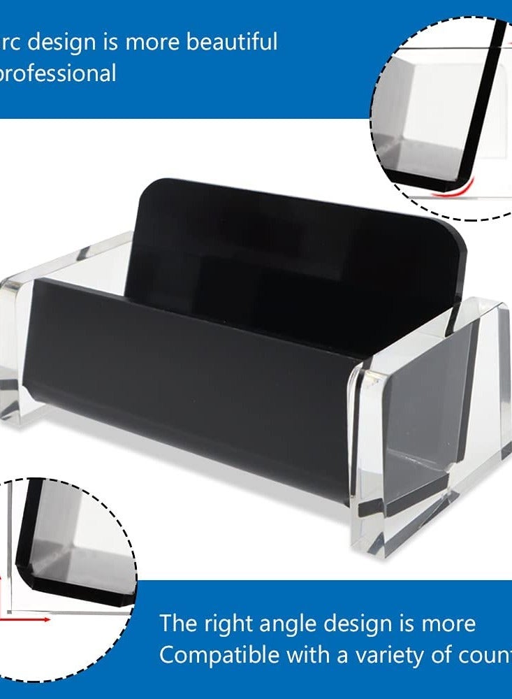 SOLARAE Business Card Holder, Acrylic Business Card Holder for Office Desk, Transparent Business Card Display Holder, 1 Slot Holds About 30-50 Cards, Modern Organizer for Office Study Countertop, Desk (Black) - Image 2
