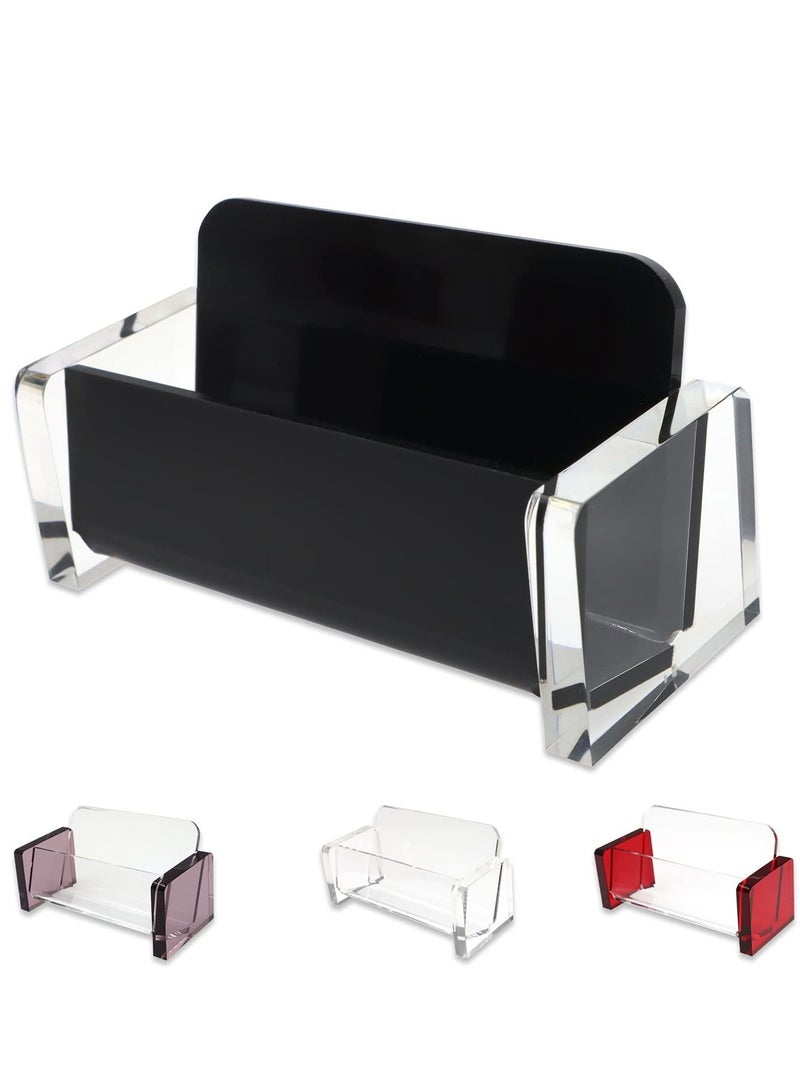SOLARAE Business Card Holder, Acrylic Business Card Holder for Office Desk, Transparent Business Card Display Holder, 1 Slot Holds About 30-50 Cards, Modern Organizer for Office Study Countertop, Desk (Black) - Image 1