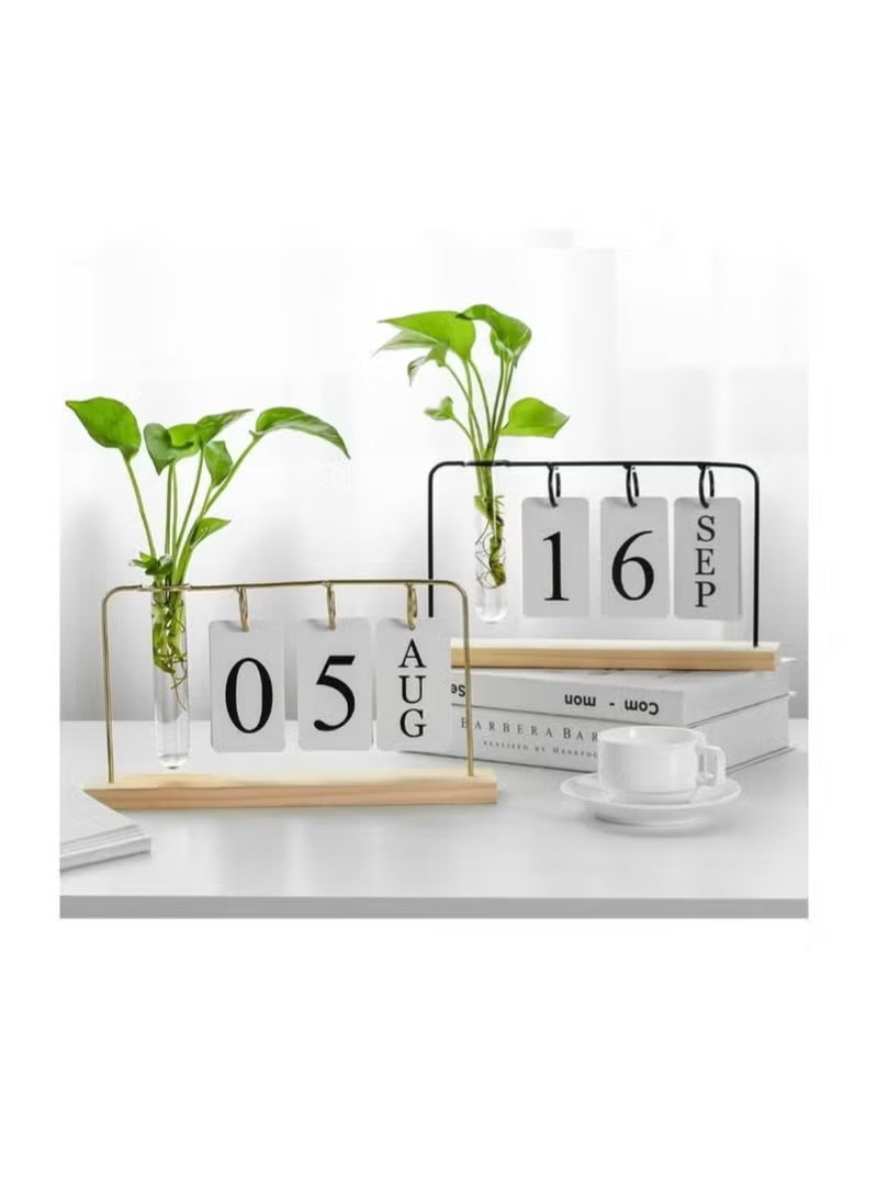 الزجاج الإبداعي الزهربائي الزهربائي النبات سطح المكتب تقويم الزخرفة الذهبية - Image 1