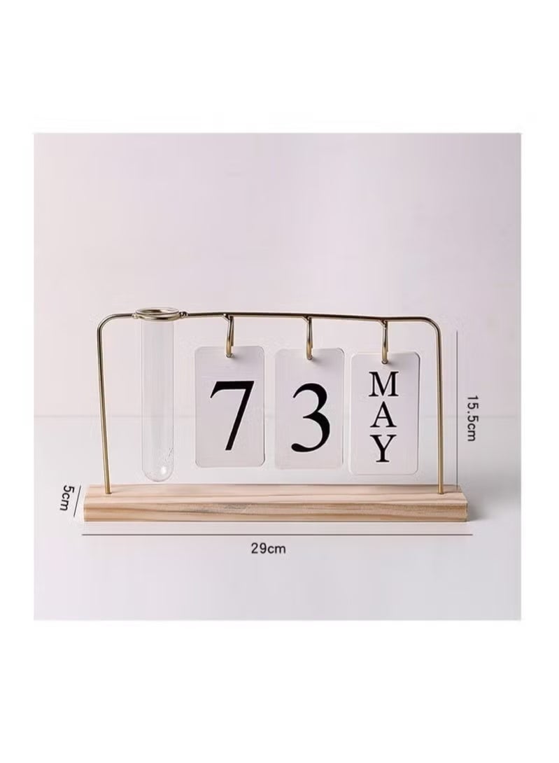 الزجاج الإبداعي الزهربائي الزهربائي النبات سطح المكتب تقويم الزخرفة الذهبية - Image 2