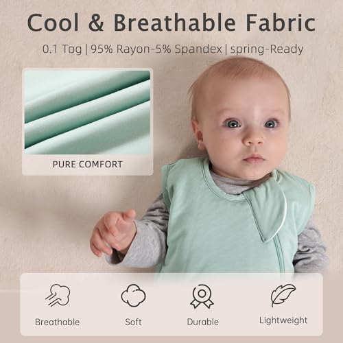 HEDSYOUHH 1.0 Tog Baby Sleep Sack, Wearable Blanket for Infants & Toddlers, Bamboo Rayon, 2-Way Zipper, Sleeping Bag for Newborn Babies, Lightweight for Spring & Autumn,Sage,L - Image 5
