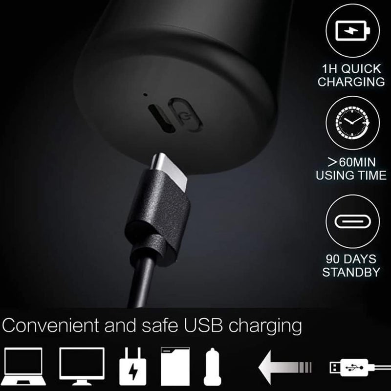 تشكيغلو ماكينة حلاقة كهربائية للرجال مقاس 2.76 بوصة قابلة لإعادة الشحن عبر منفذ USB، ماكينة حلاقة كهربائية صغيرة الحجم قابلة للغسل، ماكينة حلاقة كهربائية مقاومة للماء بمعيار IPX5، ماكينة حلاقة كهربائية للسفر للرجال، ماكينة حلاقة رطبة وجافة (أسود) - Image 3