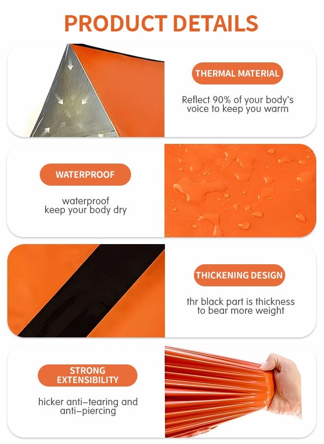 GROIC - Emergency Tent with 4 Tent Stakes, Emergency Survival Shelter Tent & Tent Spikes, Waterproof Thermal Blanket Shelter for Camping, Hiking, Outdoor Adventure Activities - Image 1