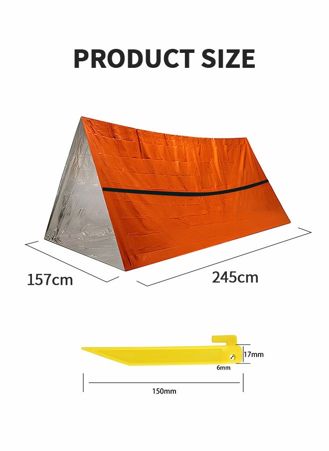 GROIC - Emergency Tent with 4 Tent Stakes, Emergency Survival Shelter Tent & Tent Spikes, Waterproof Thermal Blanket Shelter for Camping, Hiking, Outdoor Adventure Activities - Image 1
