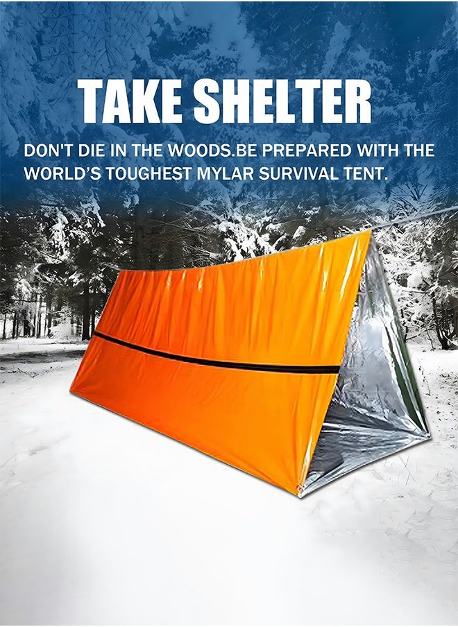 GROIC - Emergency Tent with 4 Tent Stakes, Emergency Survival Shelter Tent & Tent Spikes, Waterproof Thermal Blanket Shelter for Camping, Hiking, Outdoor Adventure Activities - Image 1