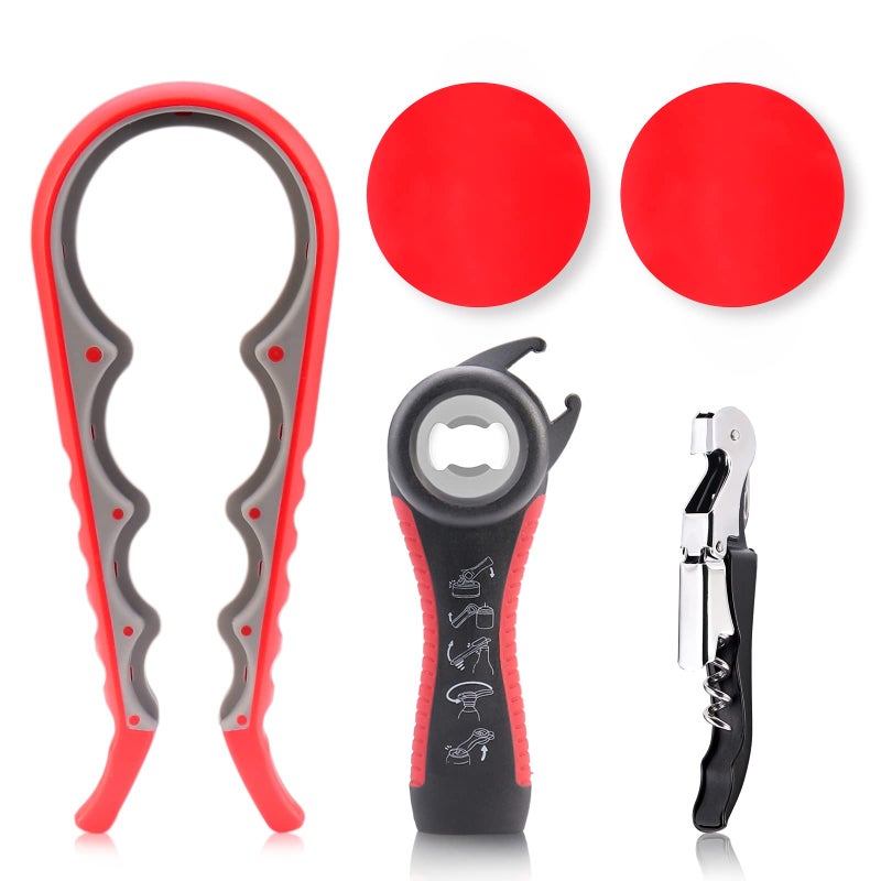ASTOFLI Astofli 5 Pack Jar Opener For Seniors With Arthritis Easy Twist Lid Opener Jar Opener For Opening Jars With 2 PCS Rubber Jar Gripper Multi Can Openers Prime For Seniors With Arthritis