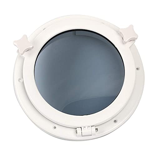Amarine made Boat Window Yacht Round Opening Portlight Porthole Window 10" Replacement Window Port Hole - ABS , Tempered Glass -Marine/boat/rv Portlight Hatch, Color: White, Black (White) - Image 2