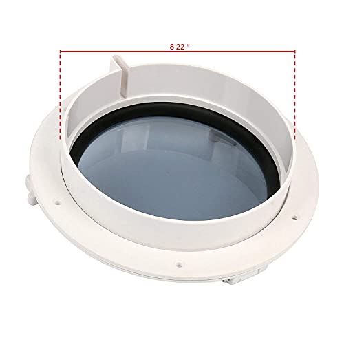 Amarine made Boat Window Yacht Round Opening Portlight Porthole Window 10" Replacement Window Port Hole - ABS , Tempered Glass -Marine/boat/rv Portlight Hatch, Color: White, Black (White) - Image 3