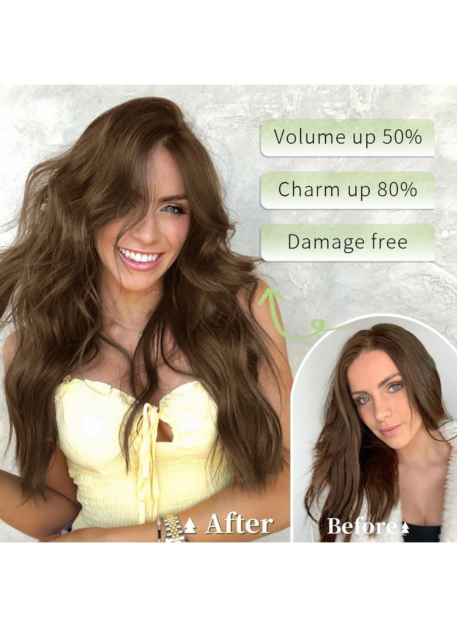 KooKaStyle Invisible Wire Hair Extensions With Transparent Wire Headband Adjustable Size 4 Secure Clips Long Wavy Hairpiece 20 Inch Medium Brown For Women  - Image 3
