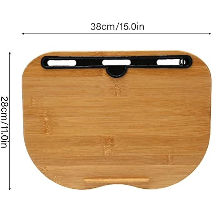 rayihni LAP DESK, BAMBOO DESKTOP CUSHIONED BASE DESIGN WATERPROOF SCRATCH RESISTANT PORTABLE LAP DESK ANTI SLIP STRIP 38X28CM LAP LAPTOP DESK WITH PILLOW CUSHION FOR BED, SOFA - Image 2